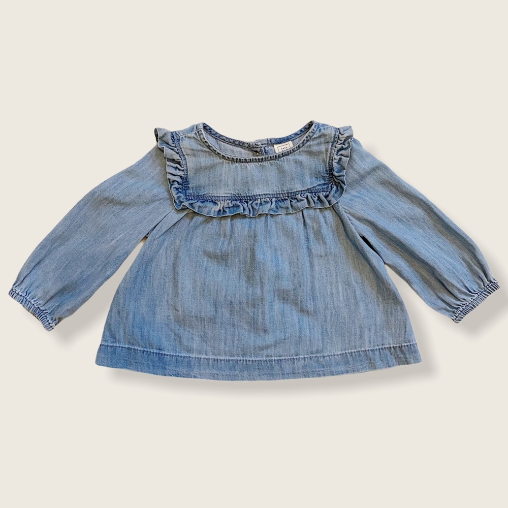 Baby Gap 6-12M Denim Top with Ruffles